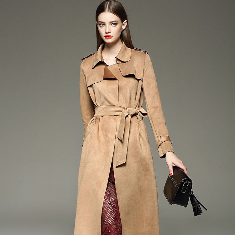 New Winter new ladies fashion long slim slimming suede 