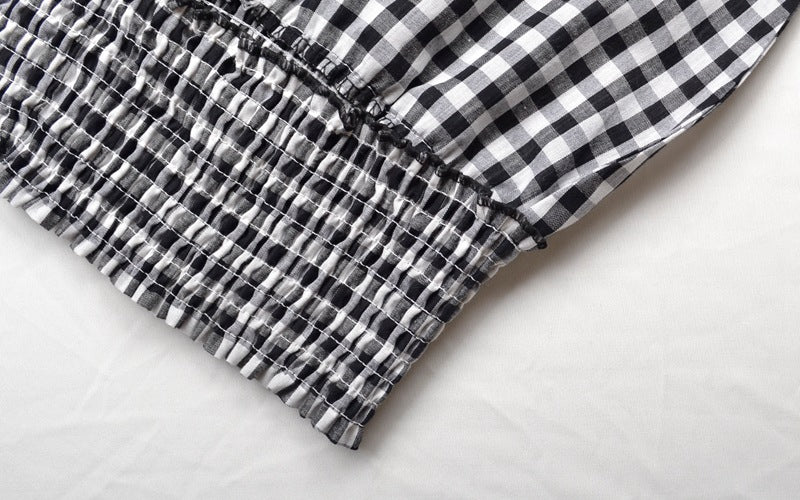 Europe and America plaid halter cropped  vest