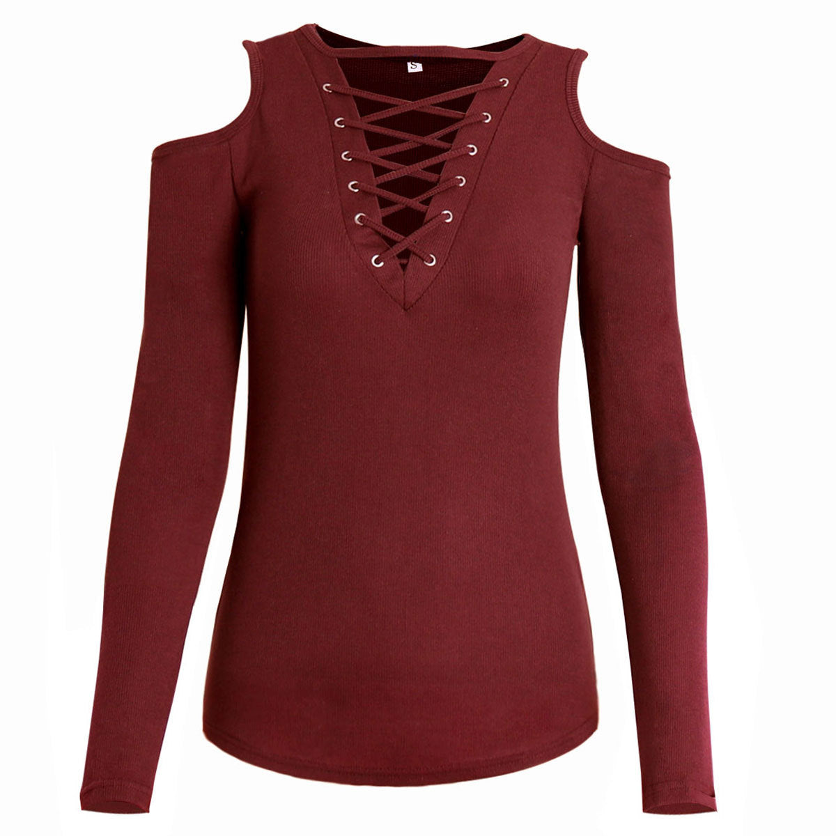 Strapless Cross Lacing long sleeved T-shirt