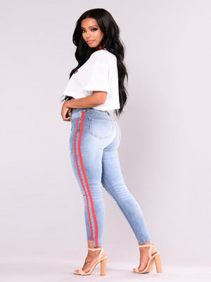 High waist Denim stretchy pants