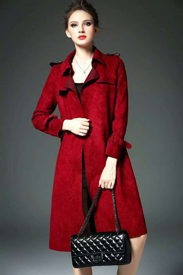 New Winter new ladies fashion long slim slimming suede