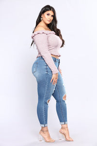 High waist stretchy denim jeans