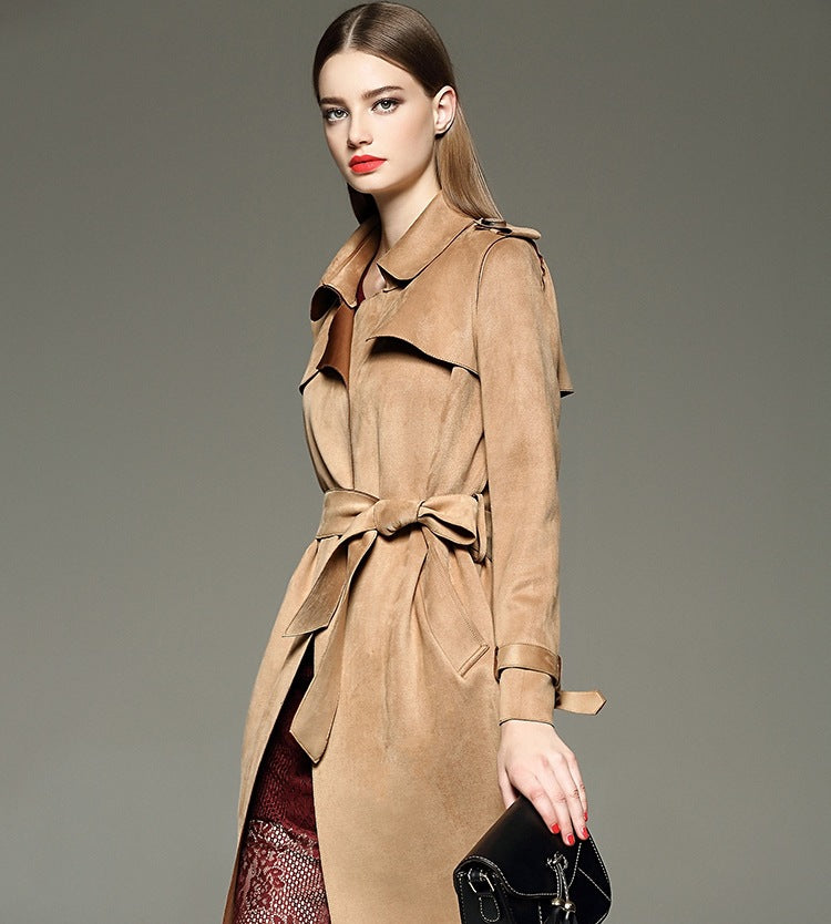 New Winter new ladies fashion long slim slimming suede