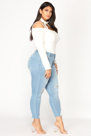 Plus size women's high waist jeans