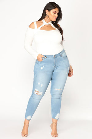 Plus size women's high waist jeans