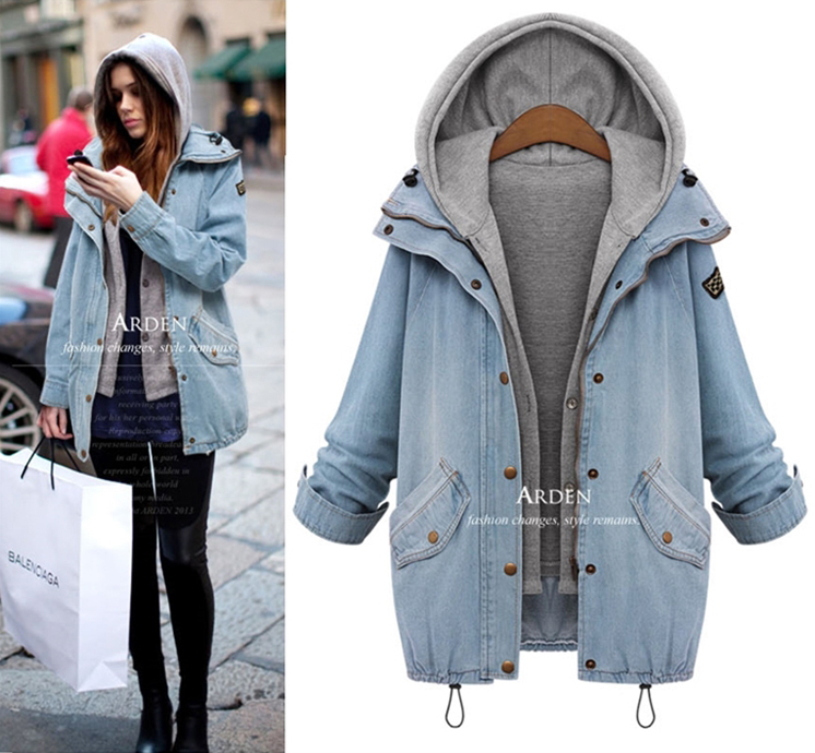 Women's loose loose hooded denim jacket