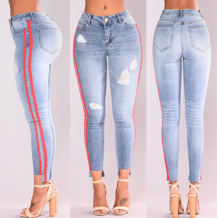 High waist Denim stretchy pants