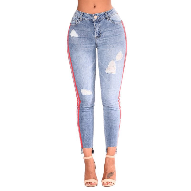 High waist Denim stretchy pants