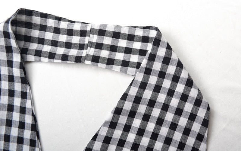 Europe and America plaid halter cropped  vest