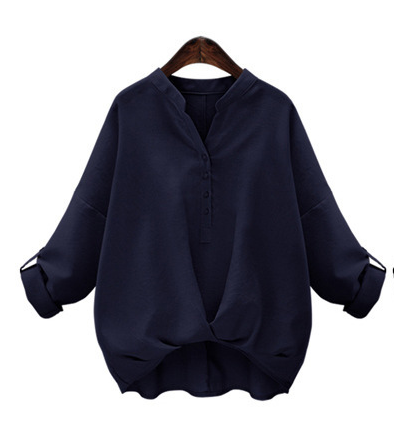 Cotton Stand Collar Blouse