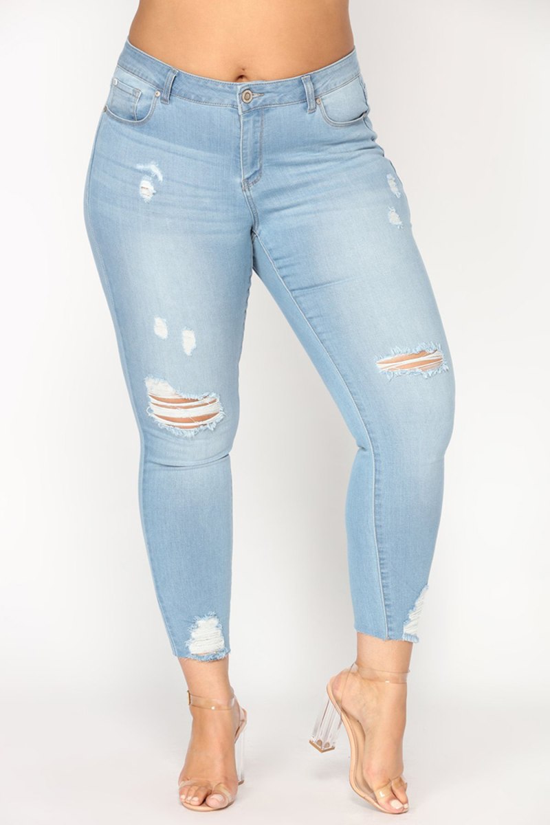 Plus size women's high waist jeans