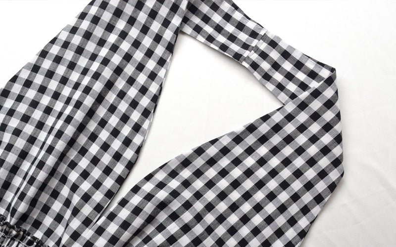 Europe and America plaid halter cropped  vest