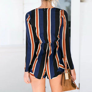 Casual Vacation Wind Stripe Jumpsuit