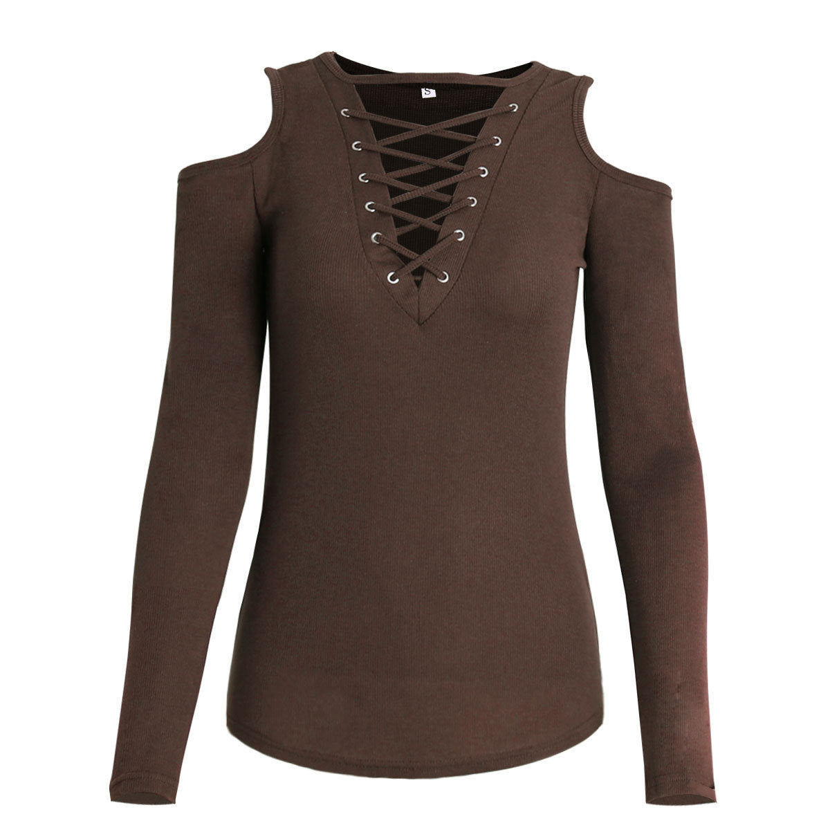 Strapless Cross Lacing long sleeved T-shirt