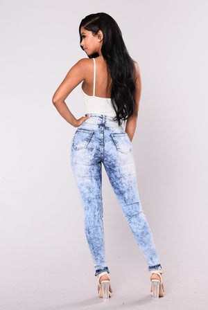 Classic High waist ladies stretch denim feet pants 