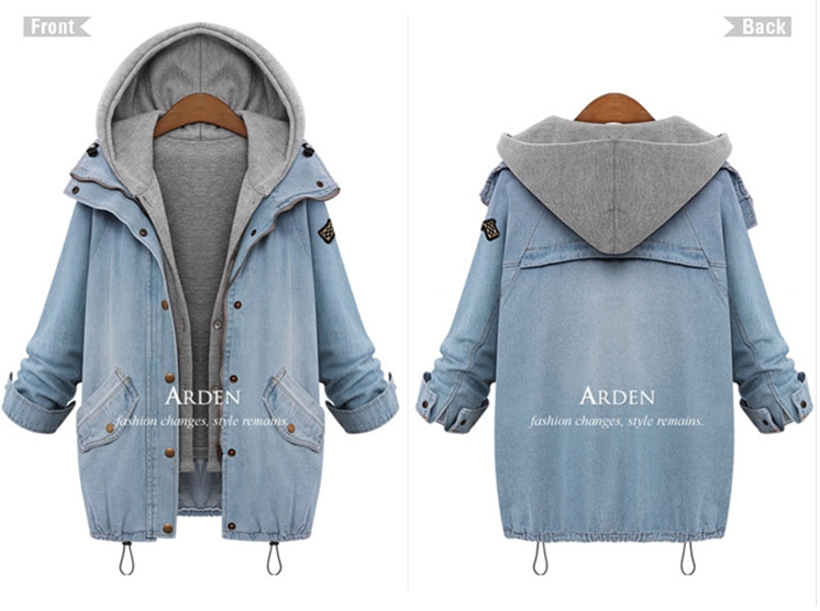 Women's loose loose hooded denim jacket