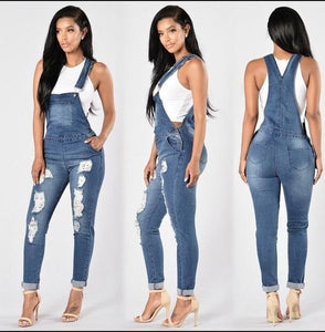 High elastic feet fashion denim strap pants