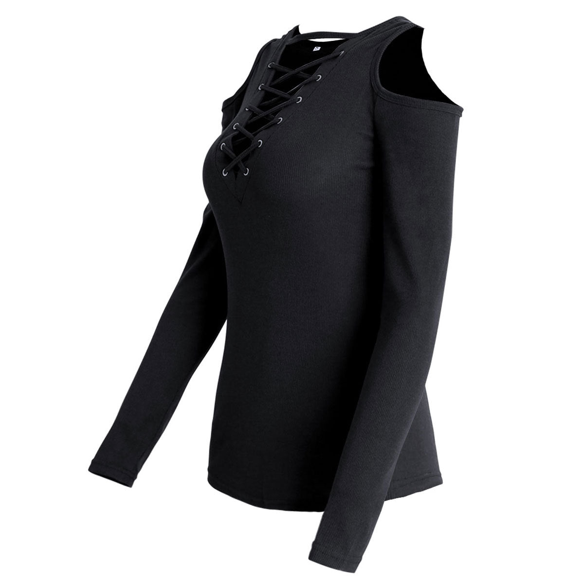 Strapless Cross Lacing long sleeved T-shirt