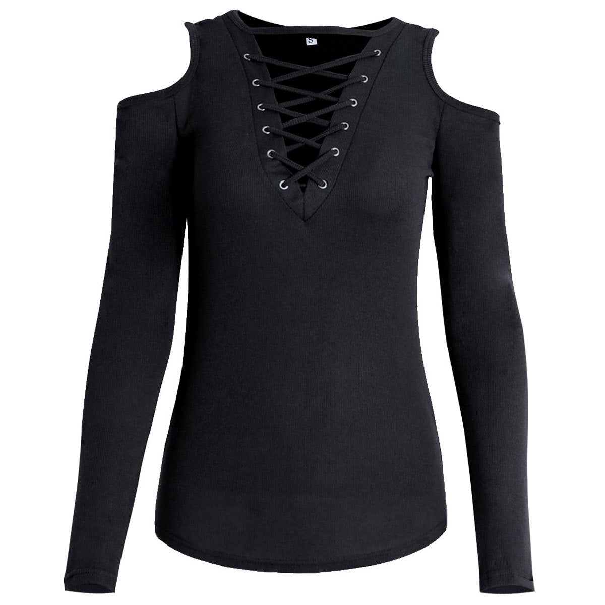 Strapless Cross Lacing long sleeved T-shirt