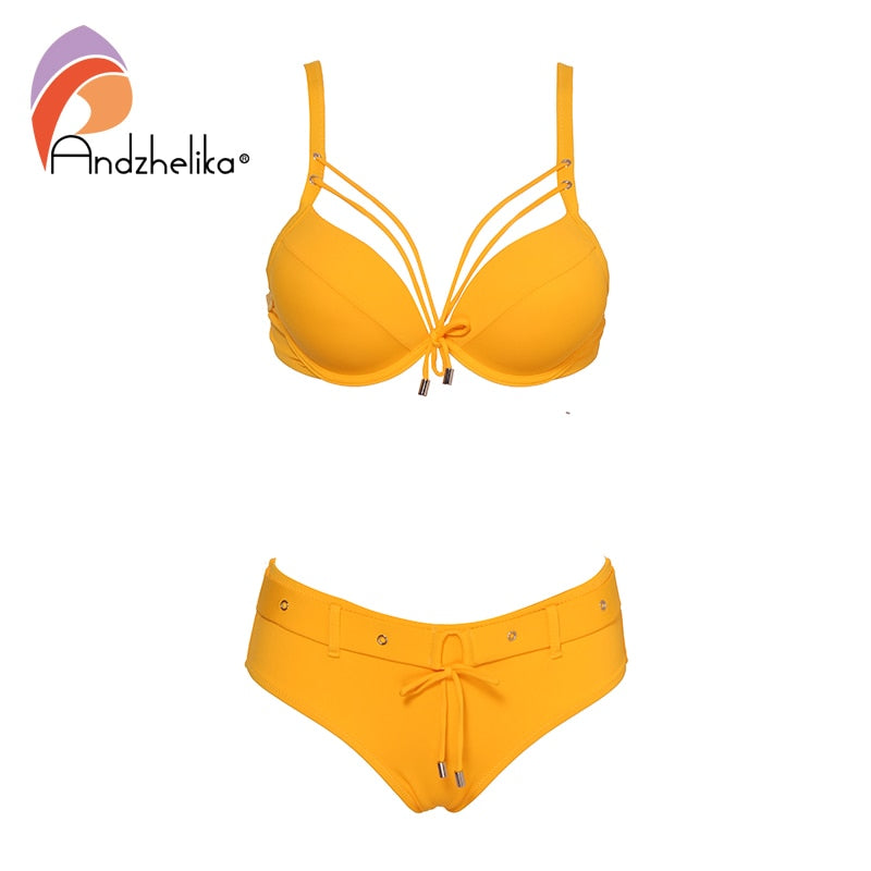 Solid Bikini Set Swimsuit 2019