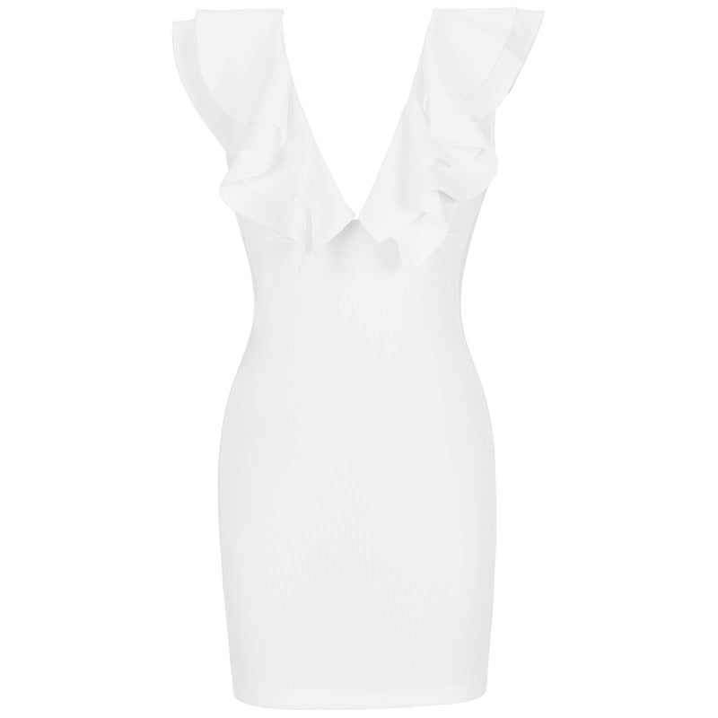 Celebrity Mini Rippled Edge Evening Bodycon Dress