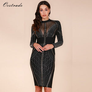 Studded Merry Christmas Party Dress