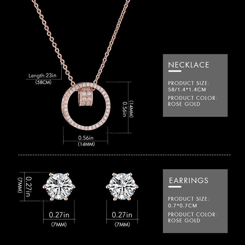 Rose Gold Watch Earring Necklace Set