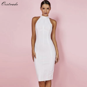 Striped White Bandage Dress