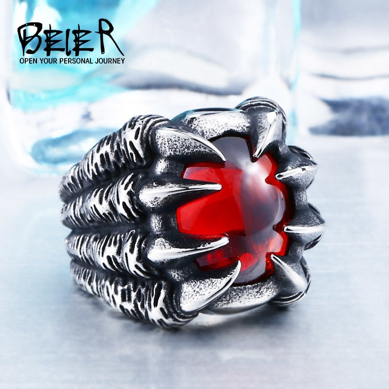 Silver Dragon Claw Steel Ring