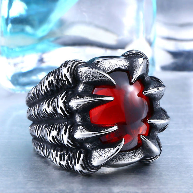Silver Dragon Claw Steel Ring